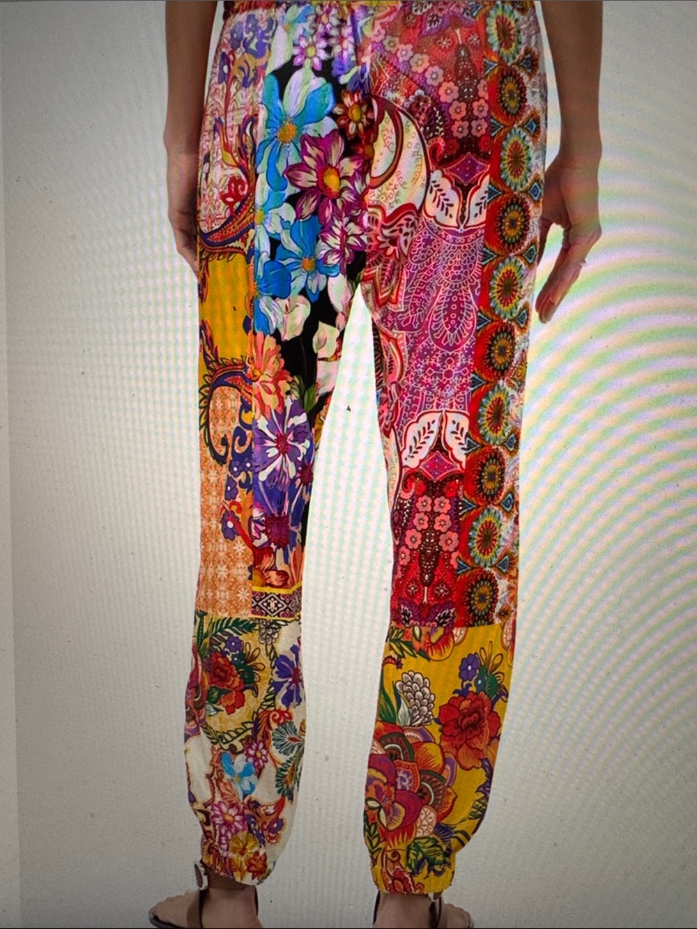 Johnny Was Multicolor Floral Patchwork Joggers - Picture 2 of 4